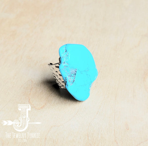 Blue Turquoise Slab Cocktail Statement Ring