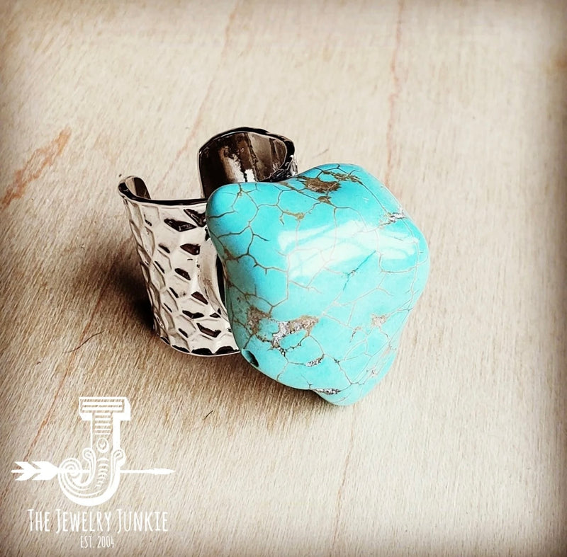 Turquoise Chunk on Cuff Ring