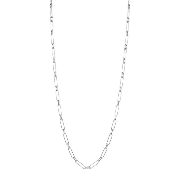 Silver chain pave link toggle necklace