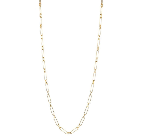 Gold chain pave link toggle necklace