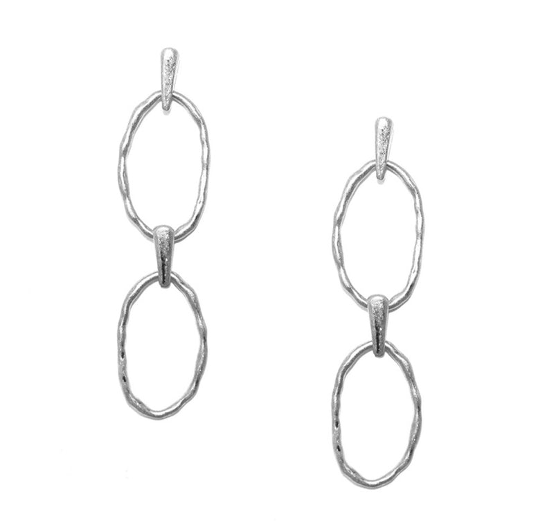 Silver double drop earrings