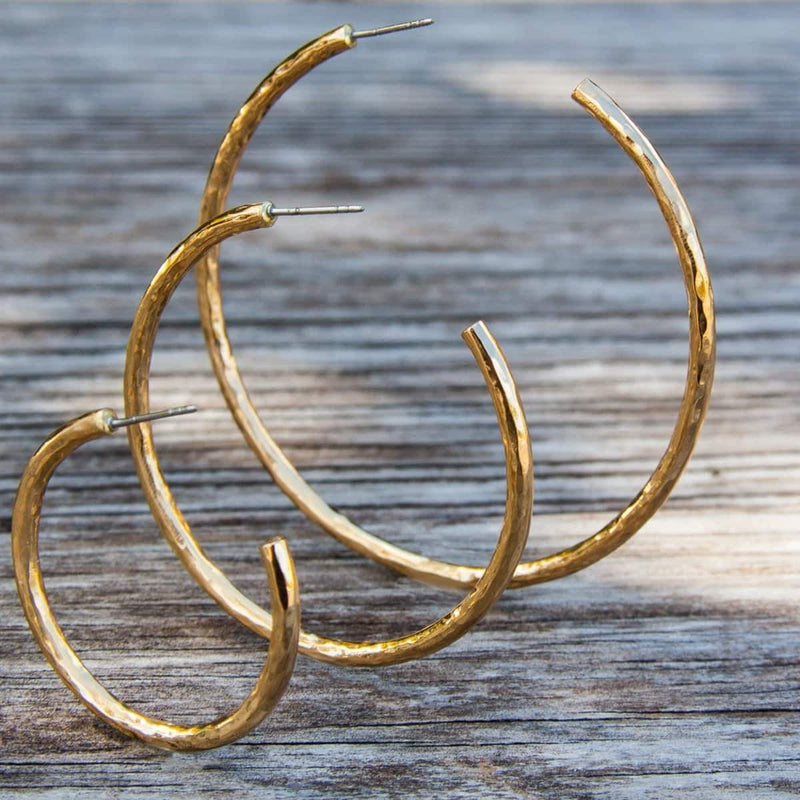 ALCHEMIA HAMMERED HOOP POST EARRINGS