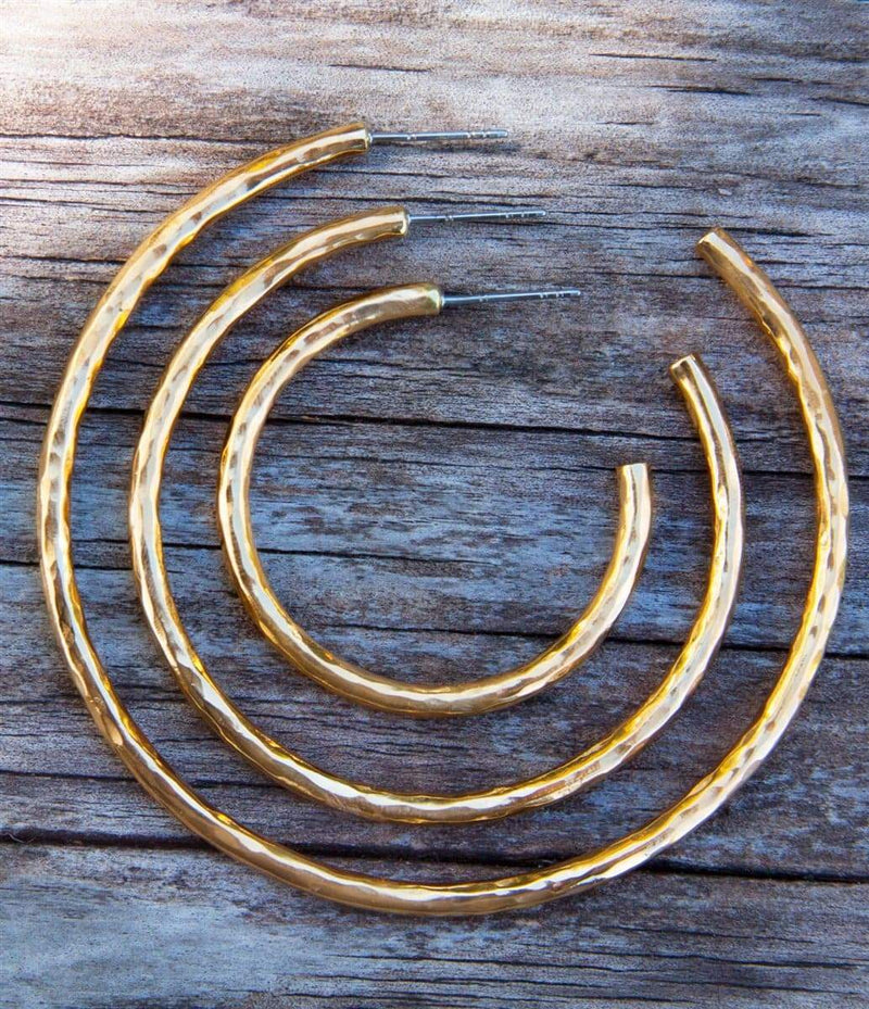 ALCHEMIA HAMMERED HOOP POST EARRINGS